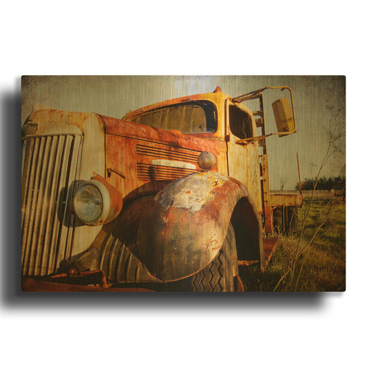 'White Truck, Driver' By Jessica Rogers Gold Metal Wall Art