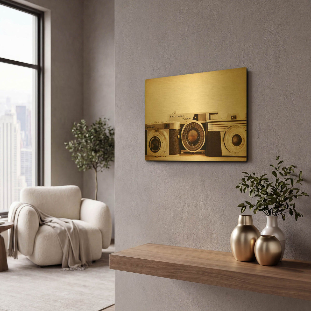 '35Mm Trio' By Jessica Rogers Gold Metal Wall Art