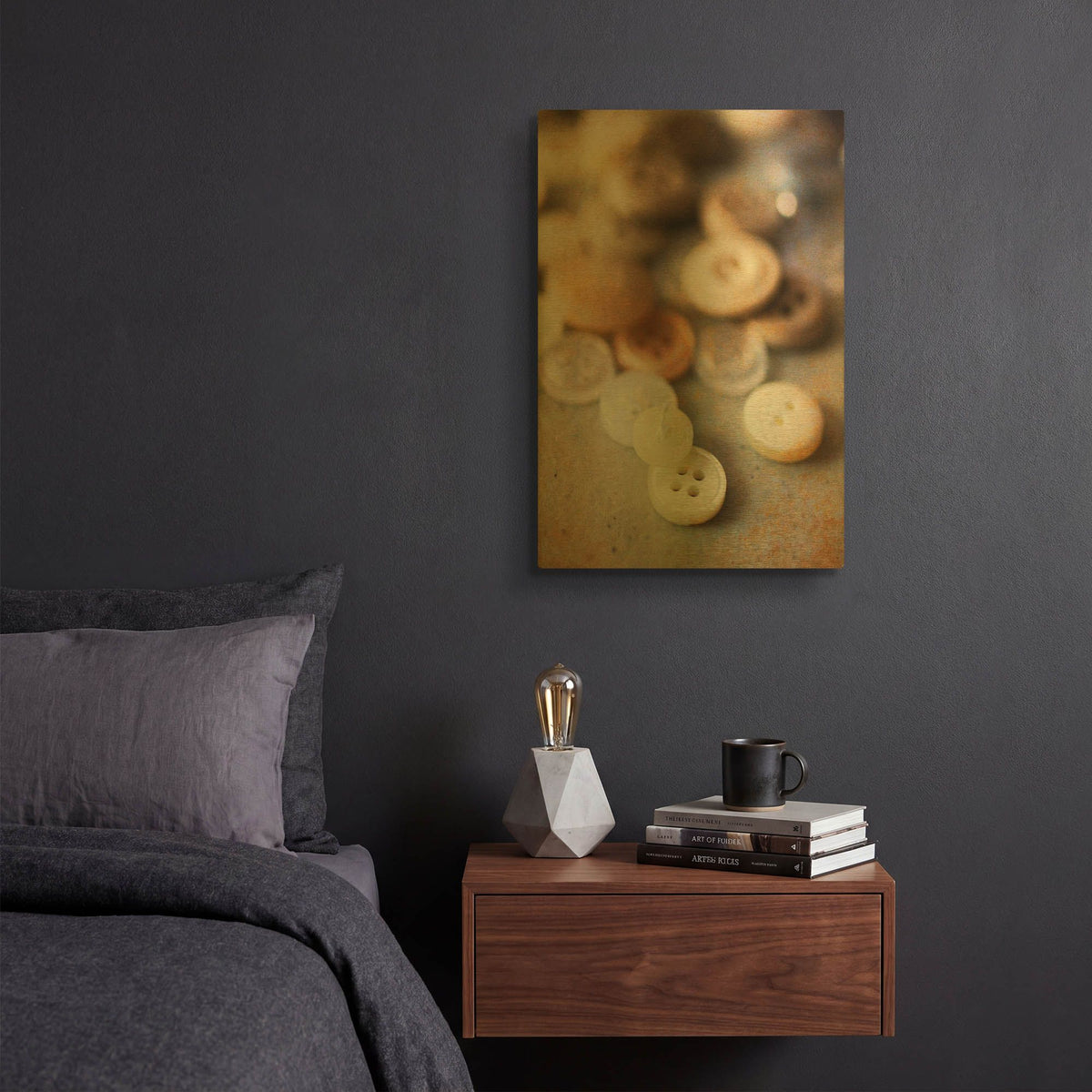 'Button Stash' By Jessica Rogers Gold Metal Wall Art