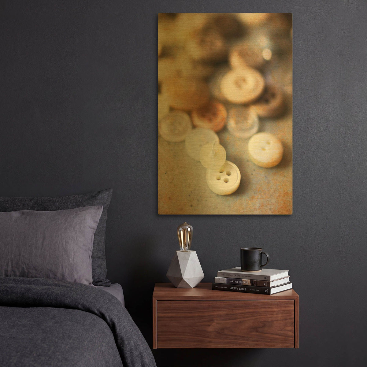 'Button Stash' By Jessica Rogers Gold Metal Wall Art