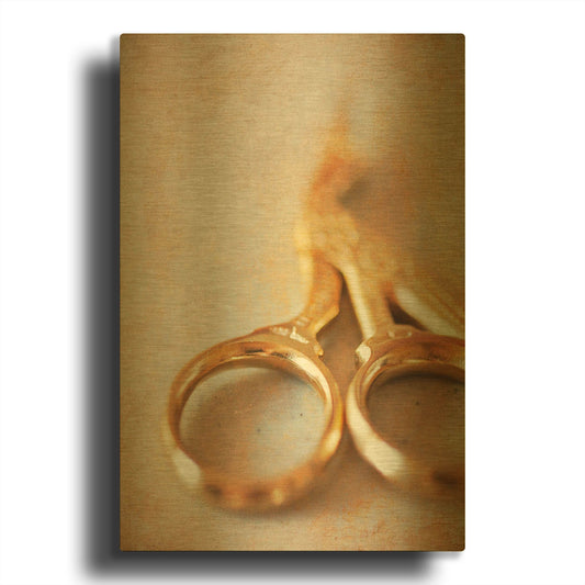 'Crane Scissors' By Jessica Rogers Gold Metal Wall Art