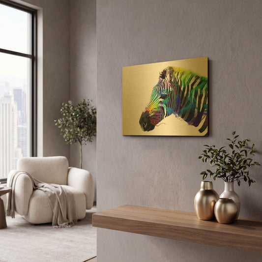 'Zebra' By Karen Smith Gold Metal Wall Art