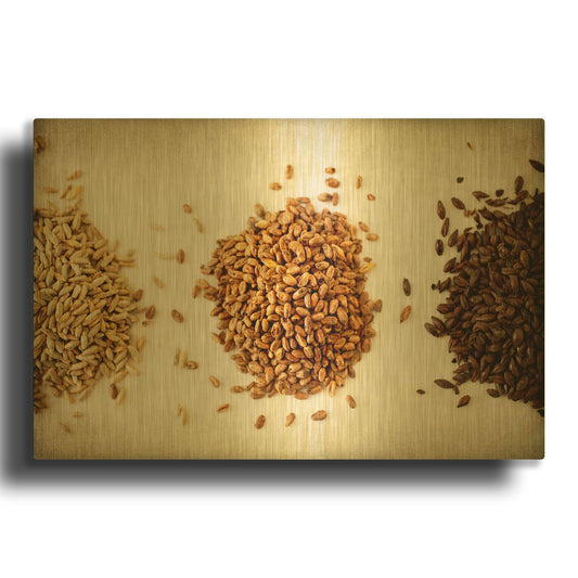 'Malt Varieties' By Jessica Rogers Gold Metal Wall Art