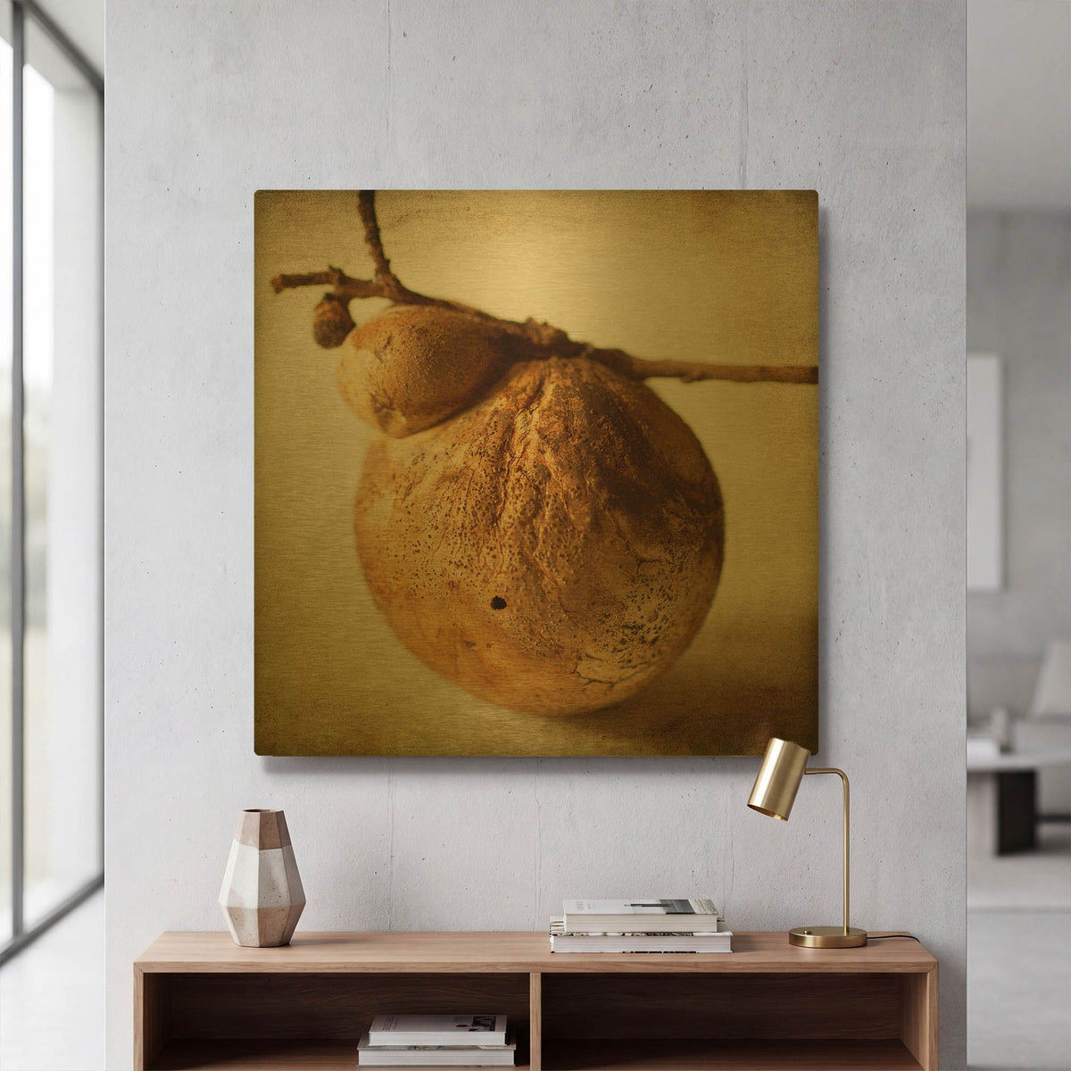 'Oak Pods 3' By Jessica Rogers Gold Metal Wall Art