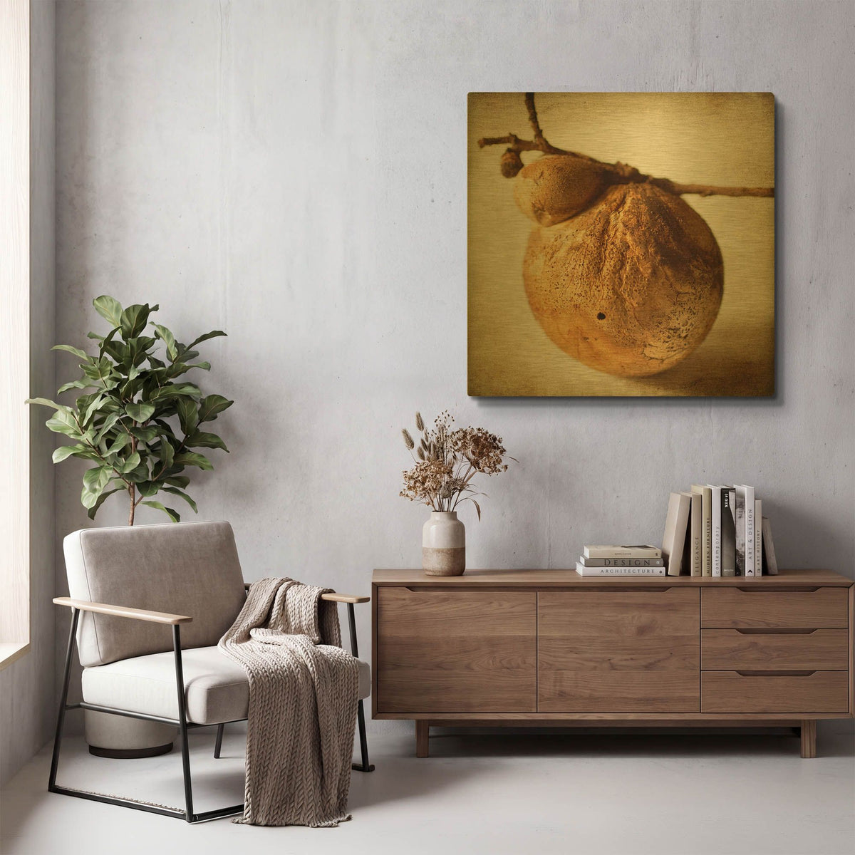 'Oak Pods 3' By Jessica Rogers Gold Metal Wall Art