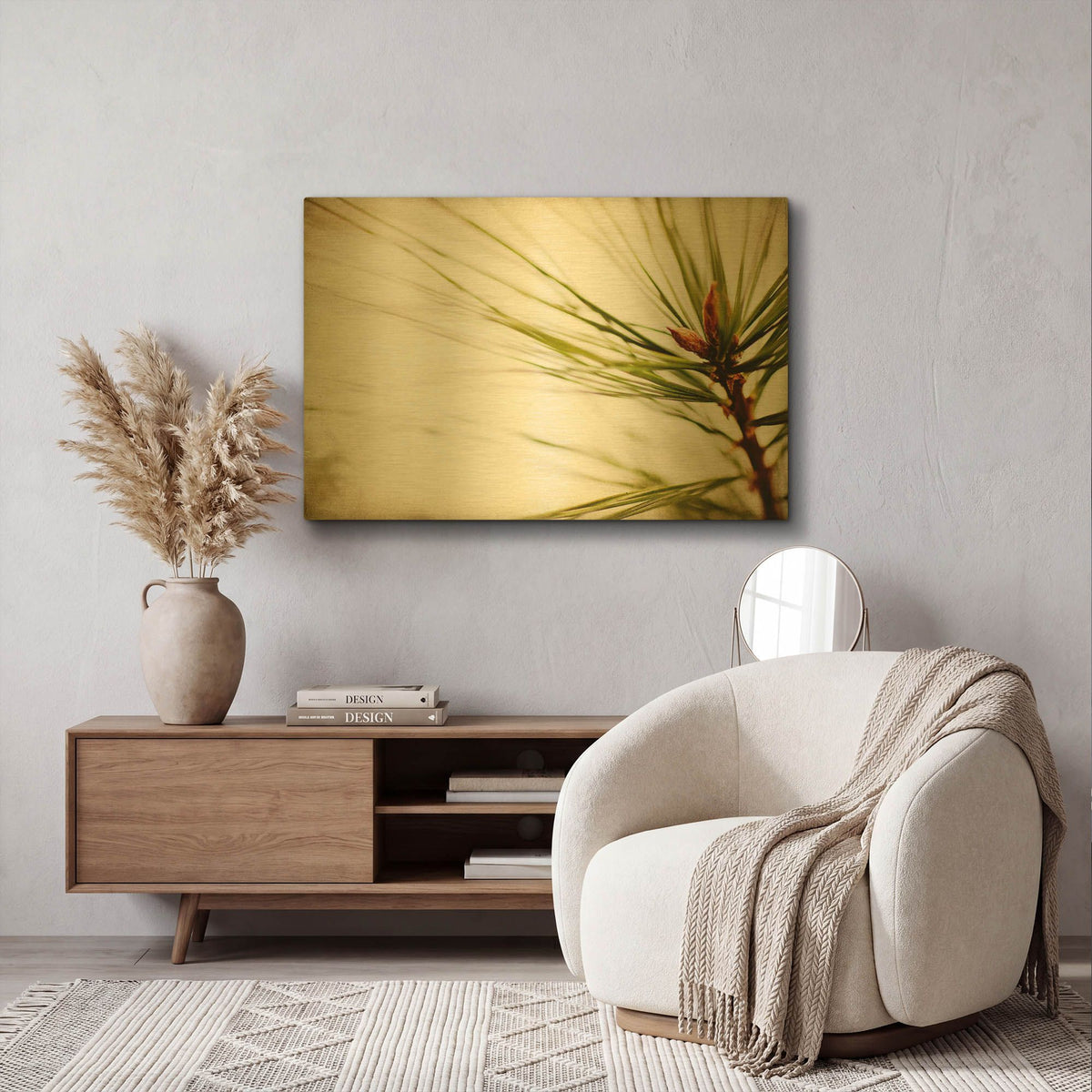 'Pine Needles' By Jessica Rogers Gold Metal Wall Art