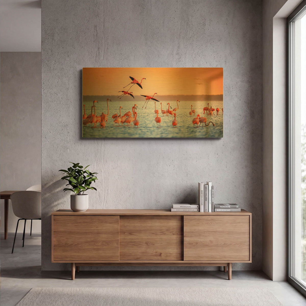 'Flamingo Flight' By Jonathan Ross Gold Metal Wall Art