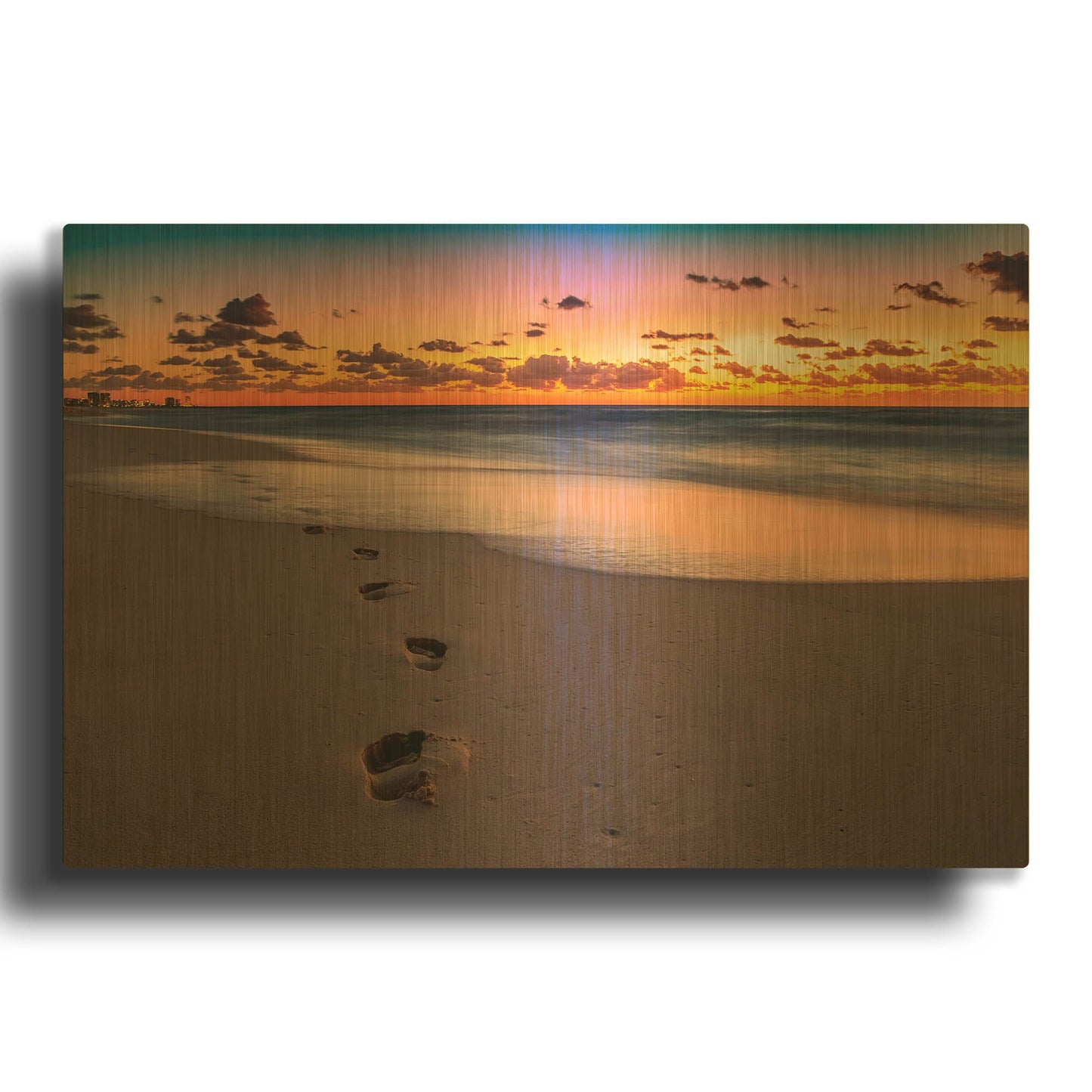 'Footsteps At Sunrise' By Jonathan Ross Gold Metal Wall Art