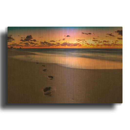 'Footsteps At Sunrise' By Jonathan Ross Gold Metal Wall Art