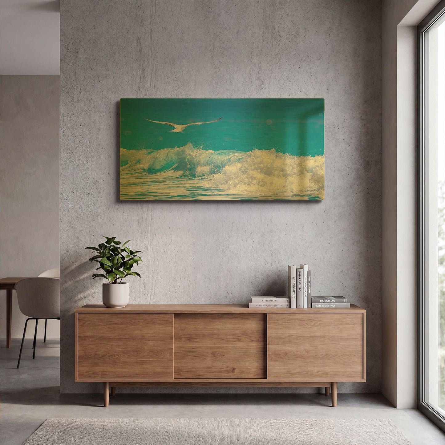'Gull In The Waves' By Jonathan Ross Gold Metal Wall Art