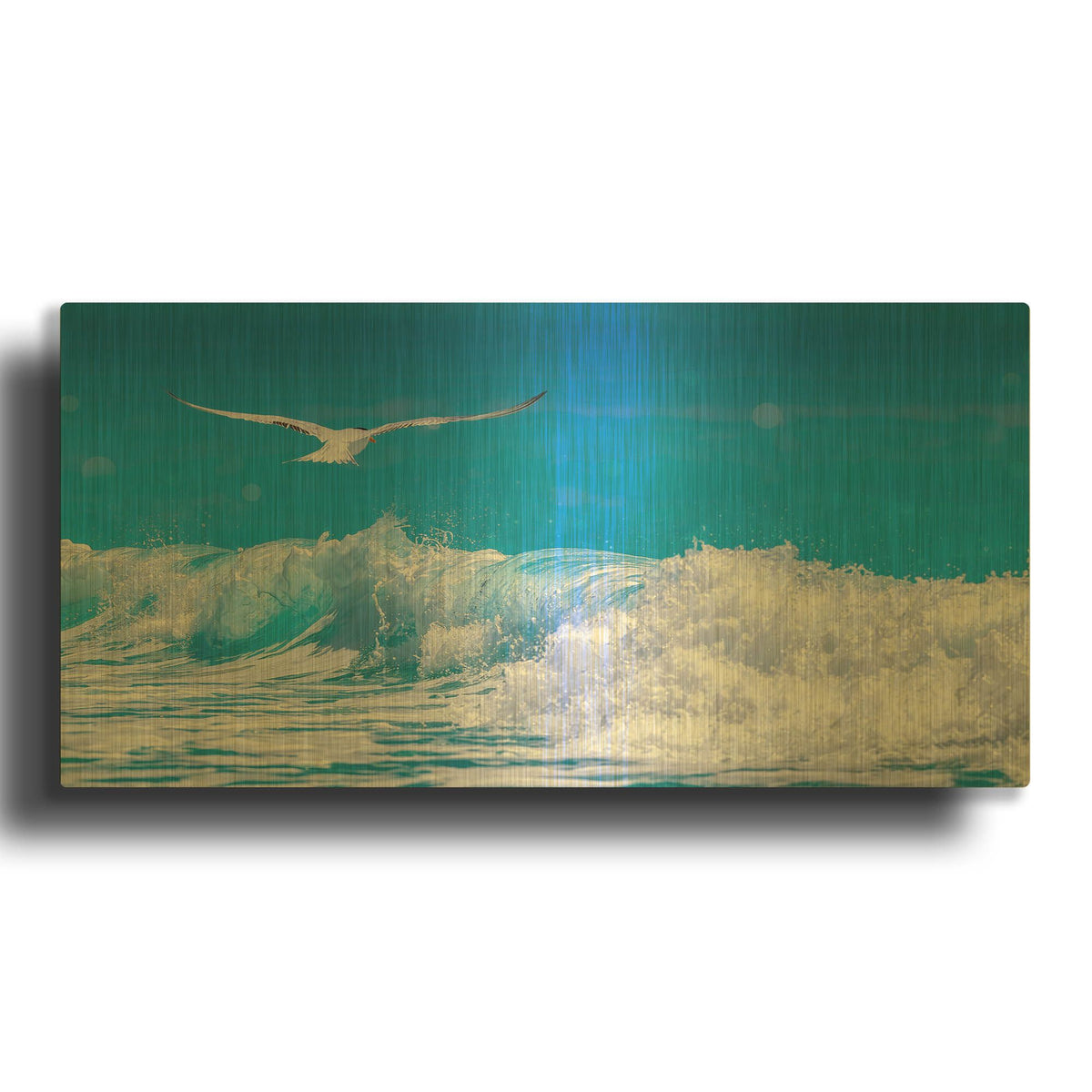 'Gull In The Waves' By Jonathan Ross Gold Metal Wall Art