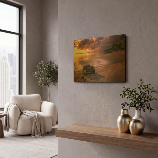 'Island Sunset' By Jonathan Ross Gold Metal Wall Art