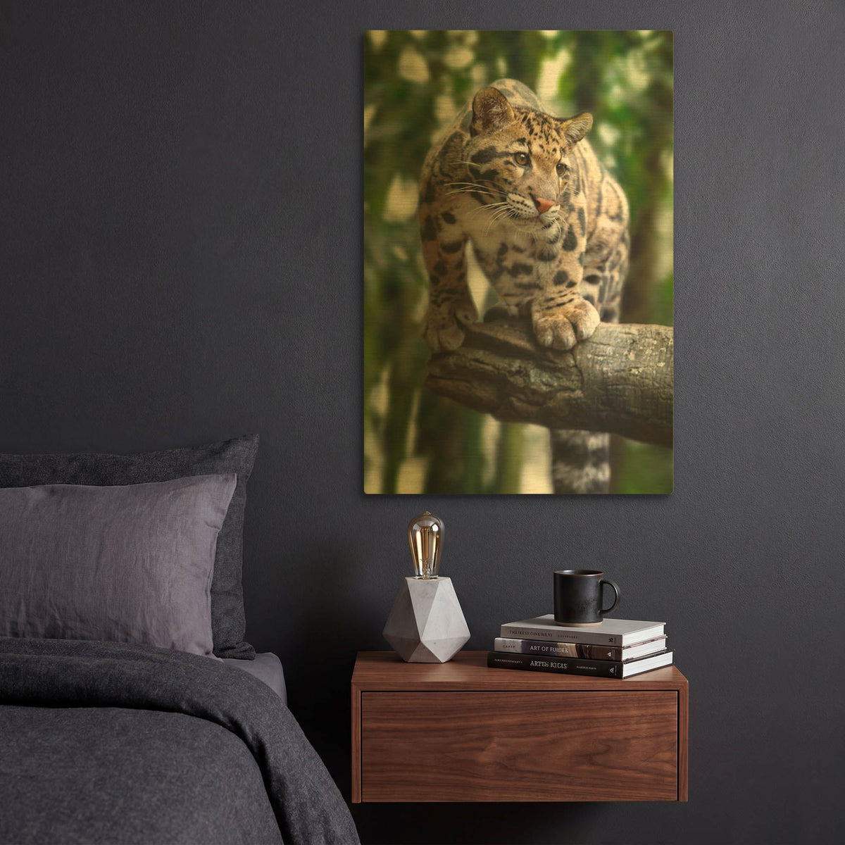 'Leopard Stare' By Jonathan Ross Gold Metal Wall Art
