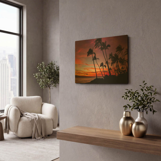 'Maui Sunset' By Jonathan Ross Gold Metal Wall Art