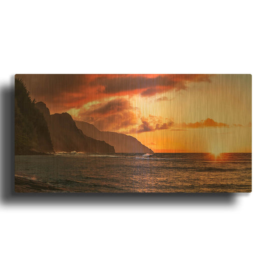'Nepali Coast Sunset' By Jonathan Ross Gold Metal Wall Art