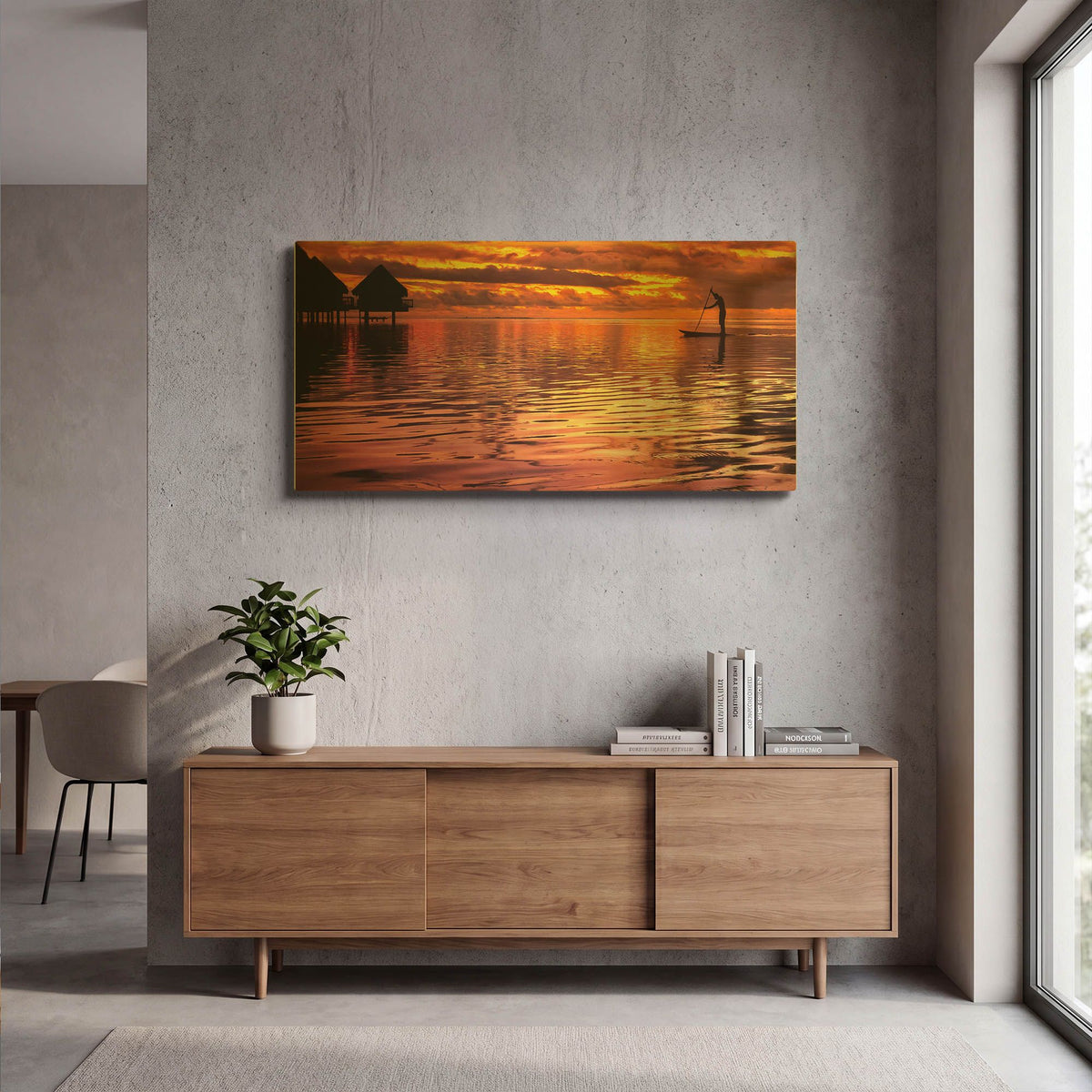 'Paddling Into The Sunset' By Jonathan Ross Gold Metal Wall Art