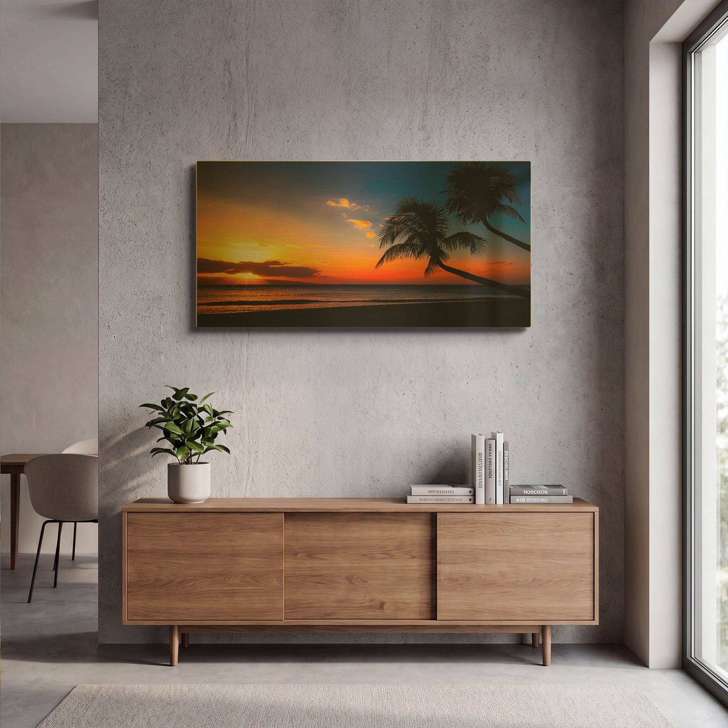 'Palm Trees Sunset' By Jonathan Ross Gold Metal Wall Art