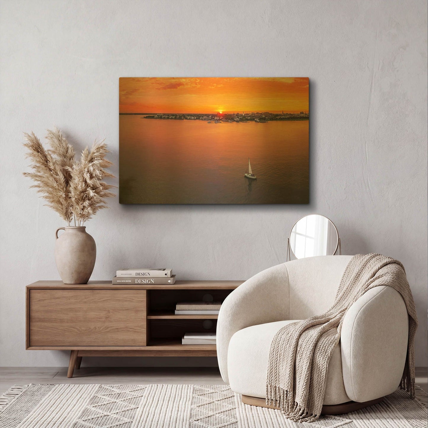 'Sailing In Charleston' By Jonathan Ross Gold Metal Wall Art