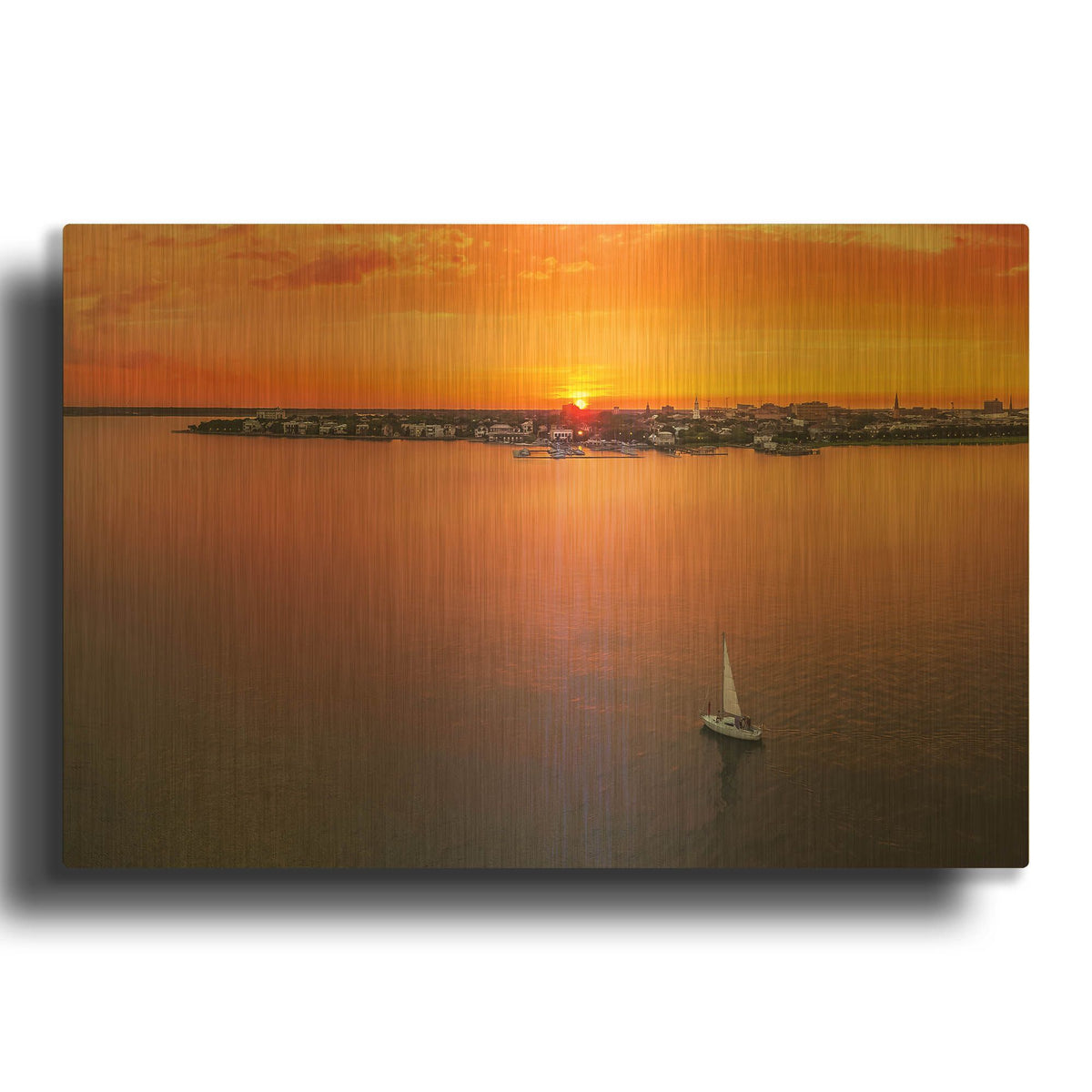 'Sailing In Charleston' By Jonathan Ross Gold Metal Wall Art