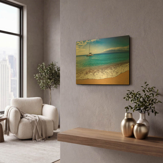 'Sailing Near Maui' By Jonathan Ross Gold Metal Wall Art