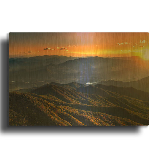 'Smoky Mountains Sunset' By Jonathan Ross Gold Metal Wall Art