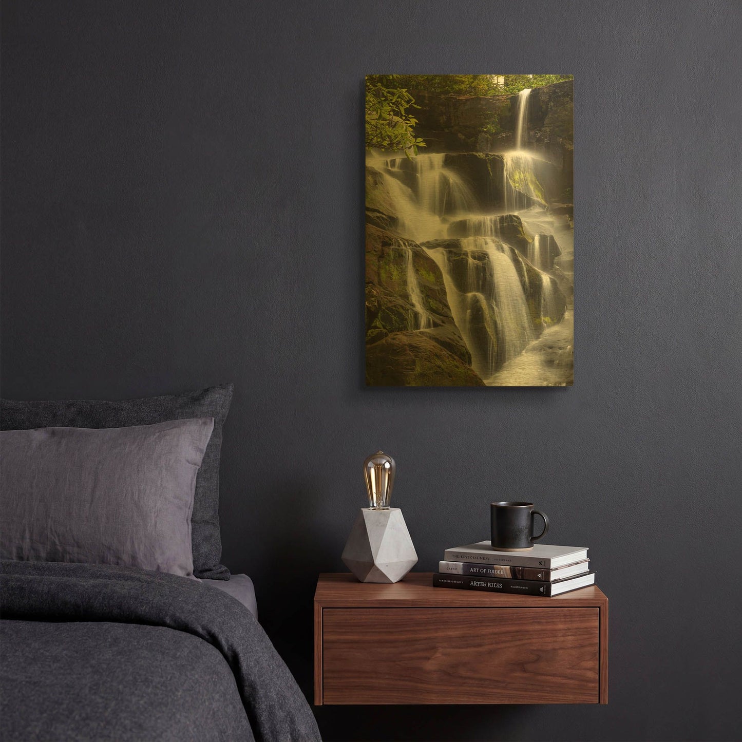 'Smoky Mountains Waterfall' By Jonathan Ross Gold Metal Wall Art