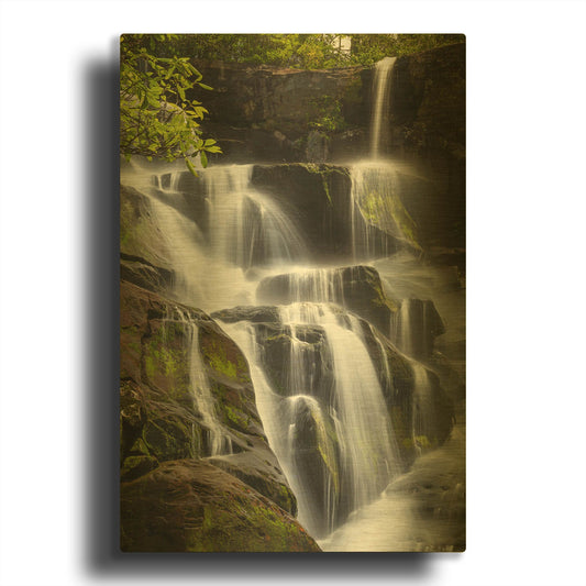 'Smoky Mountains Waterfall' By Jonathan Ross Gold Metal Wall Art