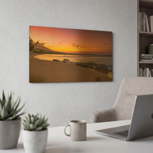 'Sunset Beach' By Jonathan Ross Gold Metal Wall Art
