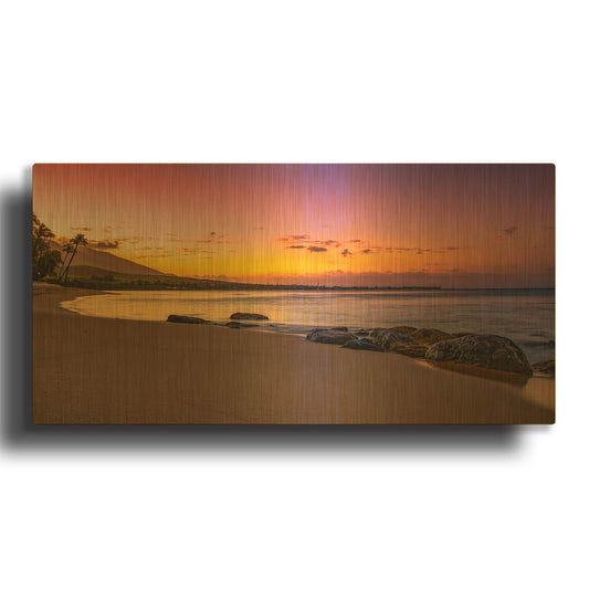 'Sunset Beach' By Jonathan Ross Gold Metal Wall Art