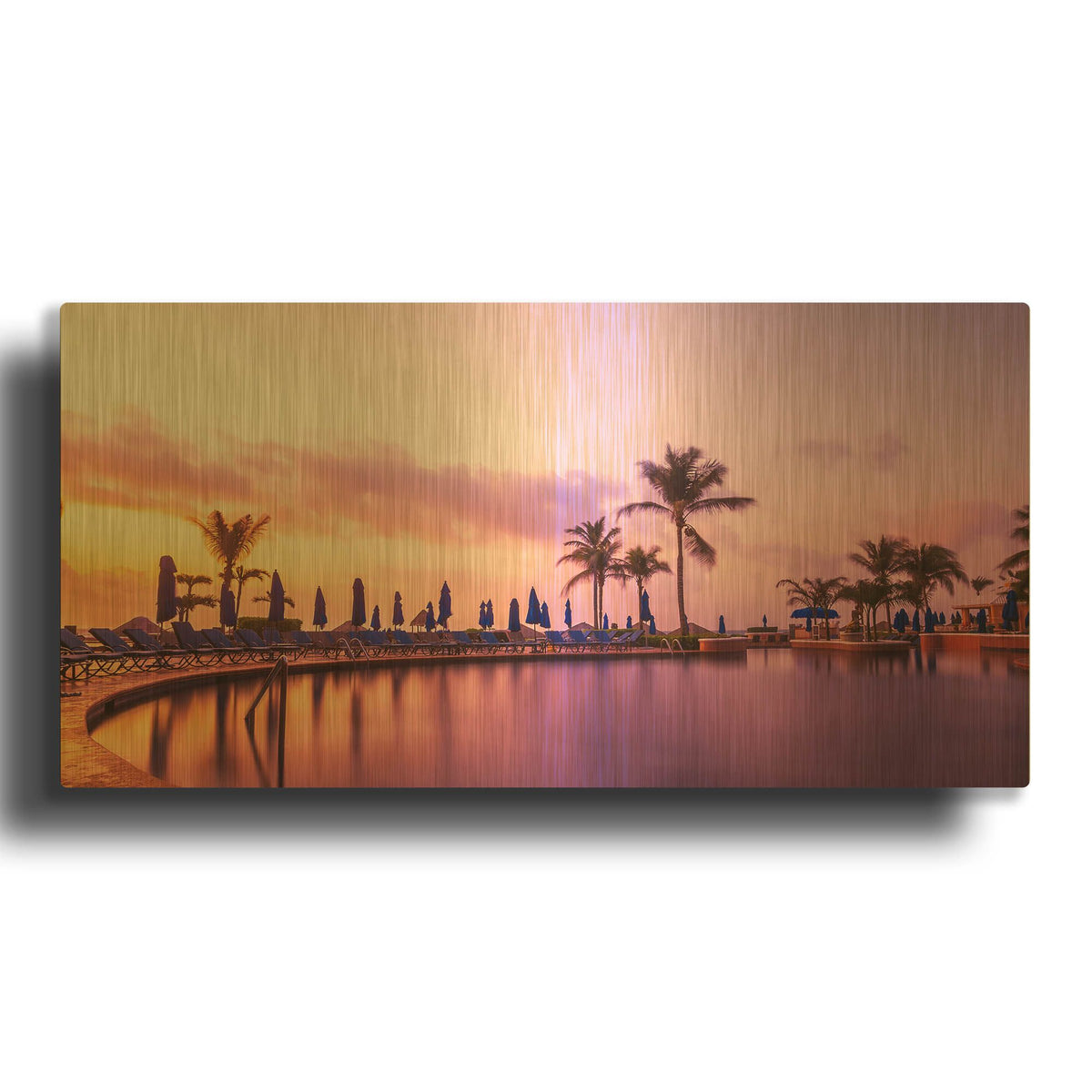 'Sunset By The Pool' By Jonathan Ross Gold Metal Wall Art