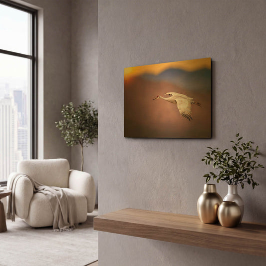'Sunset Flight' By Jonathan Ross Gold Metal Wall Art