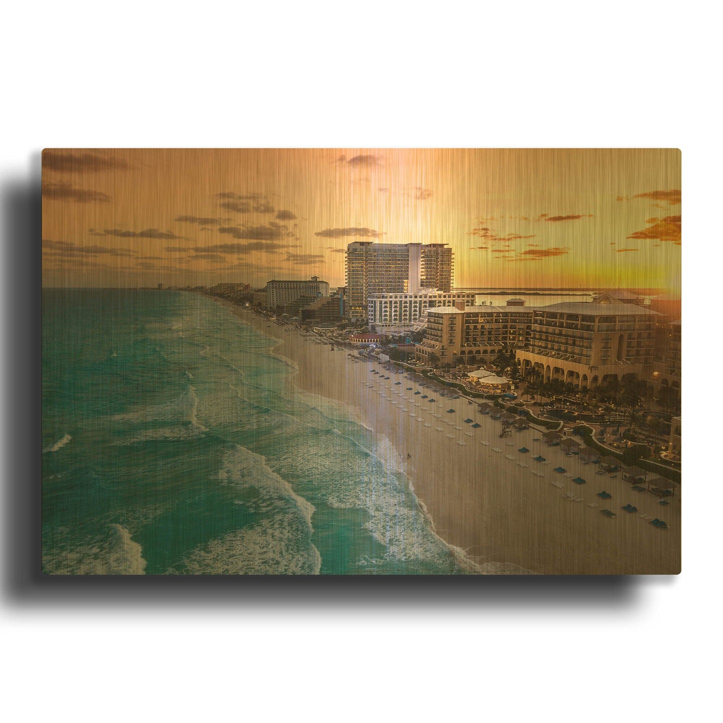 'Sunset On Cancun' By Jonathan Ross Gold Metal Wall Art