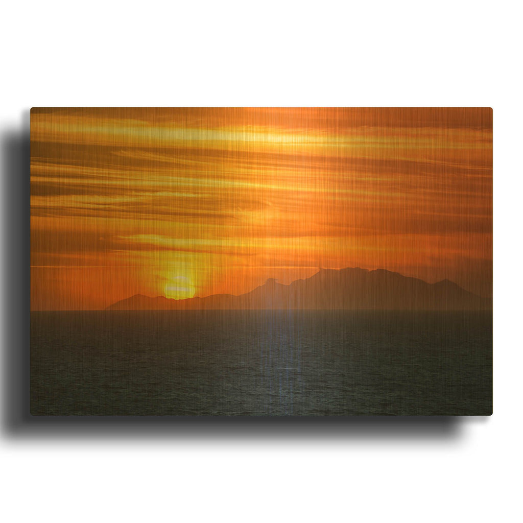 'Sunset Over The Caribbean' By Jonathan Ross Gold Metal Wall Art