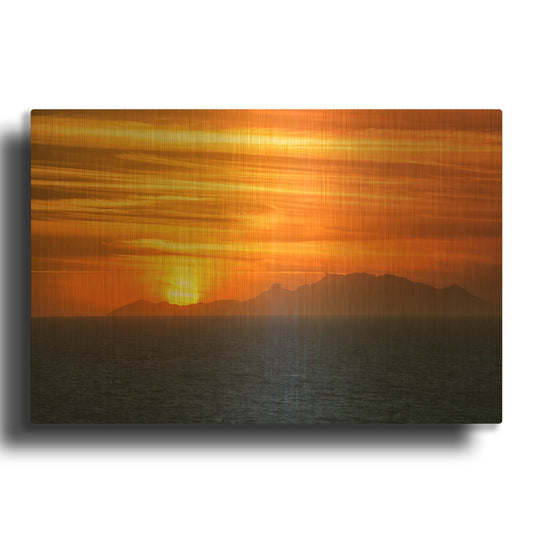 'Sunset Over The Caribbean' By Jonathan Ross Gold Metal Wall Art