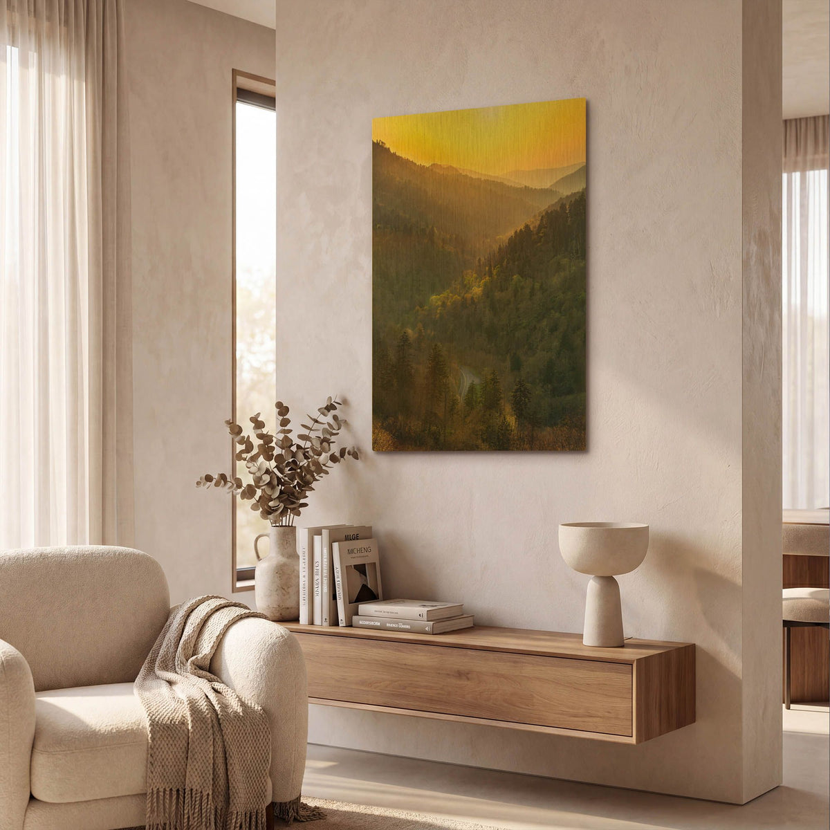 'Sunset Valley In The Smokies' By Jonathan Ross Gold Metal Wall Art