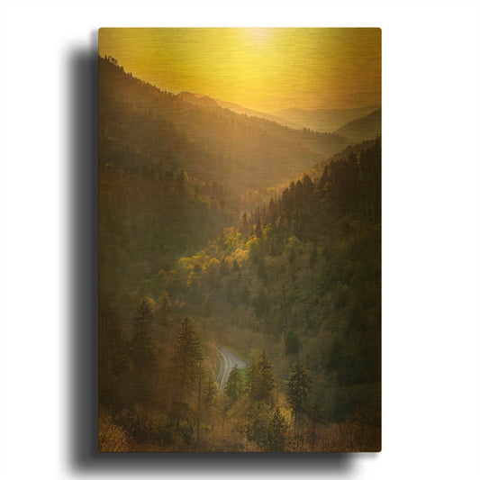 'Sunset Valley In The Smokies' By Jonathan Ross Gold Metal Wall Art