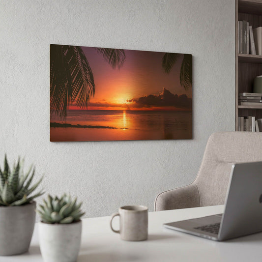 'Tahiti Sunset' By Jonathan Ross Gold Metal Wall Art
