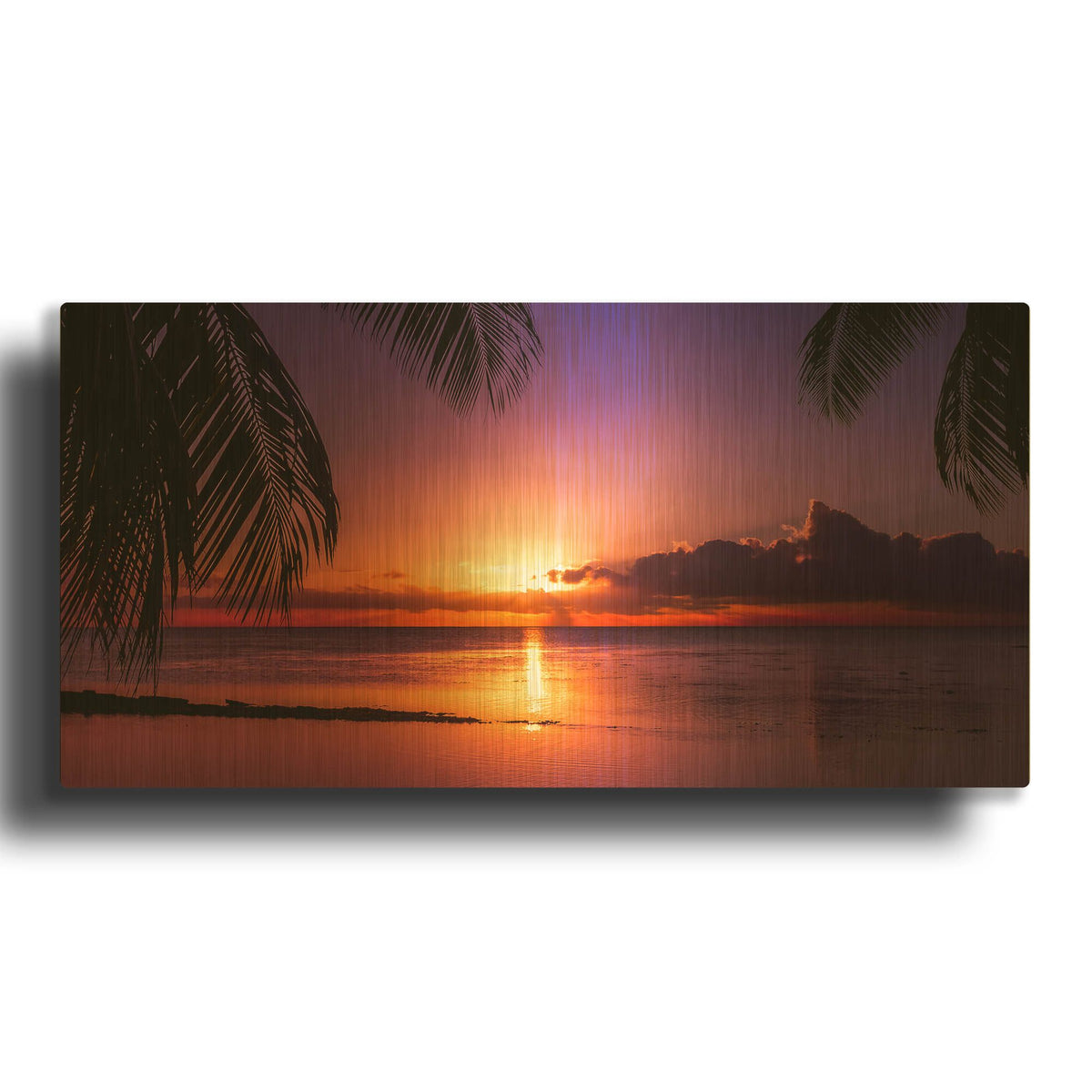 'Tahiti Sunset' By Jonathan Ross Gold Metal Wall Art