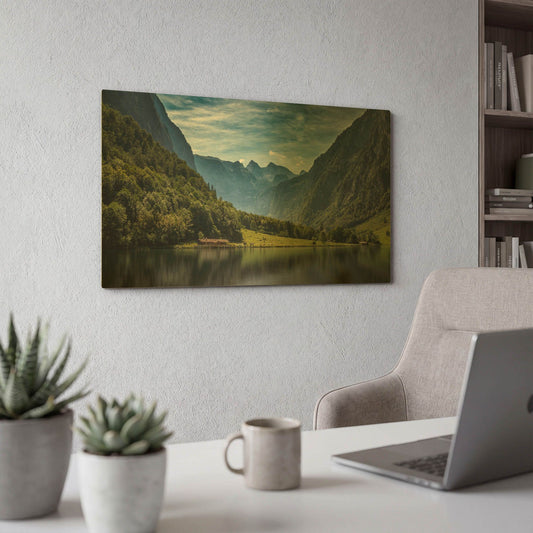 'Tranquil Alpine Lake' By Jonathan Ross Gold Metal Wall Art