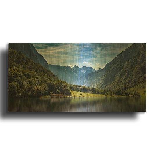 'Tranquil Alpine Lake' By Jonathan Ross Gold Metal Wall Art