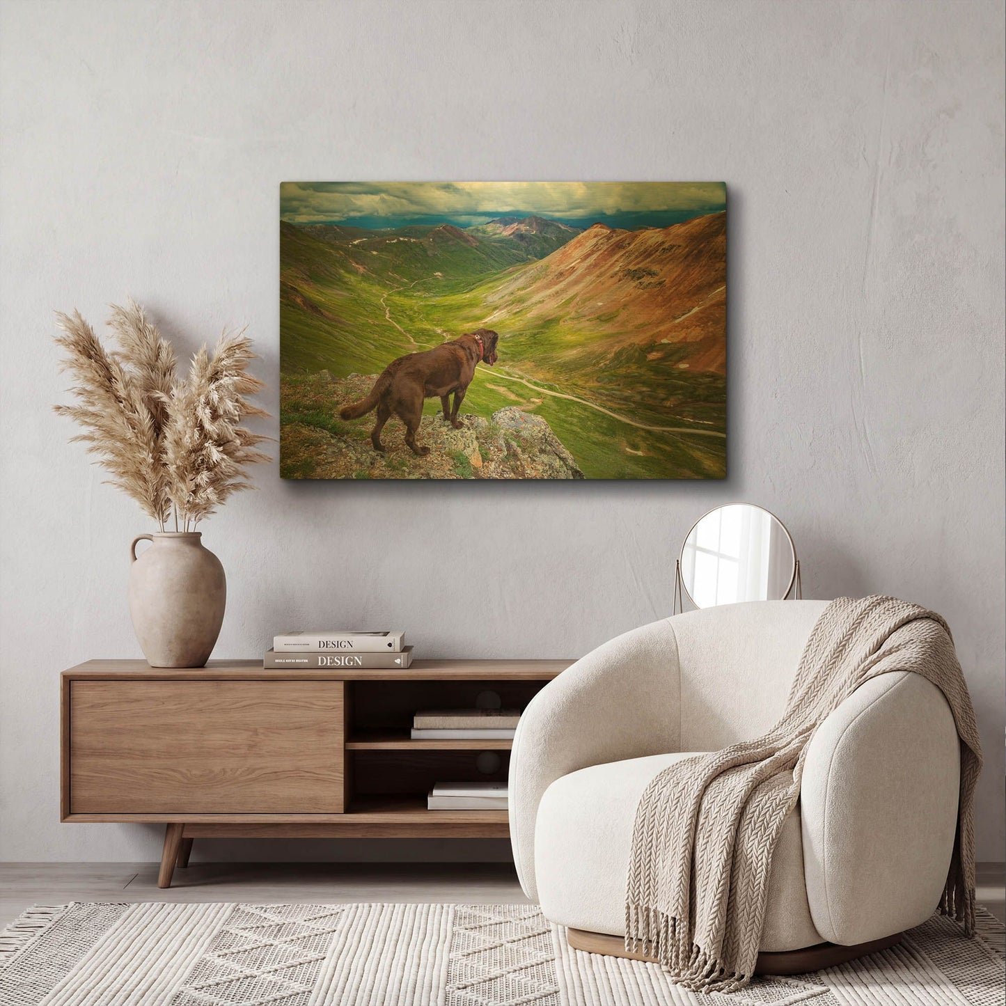 'A Dog On An Adventure' By Jonathan Ross Gold Metal Wall Art