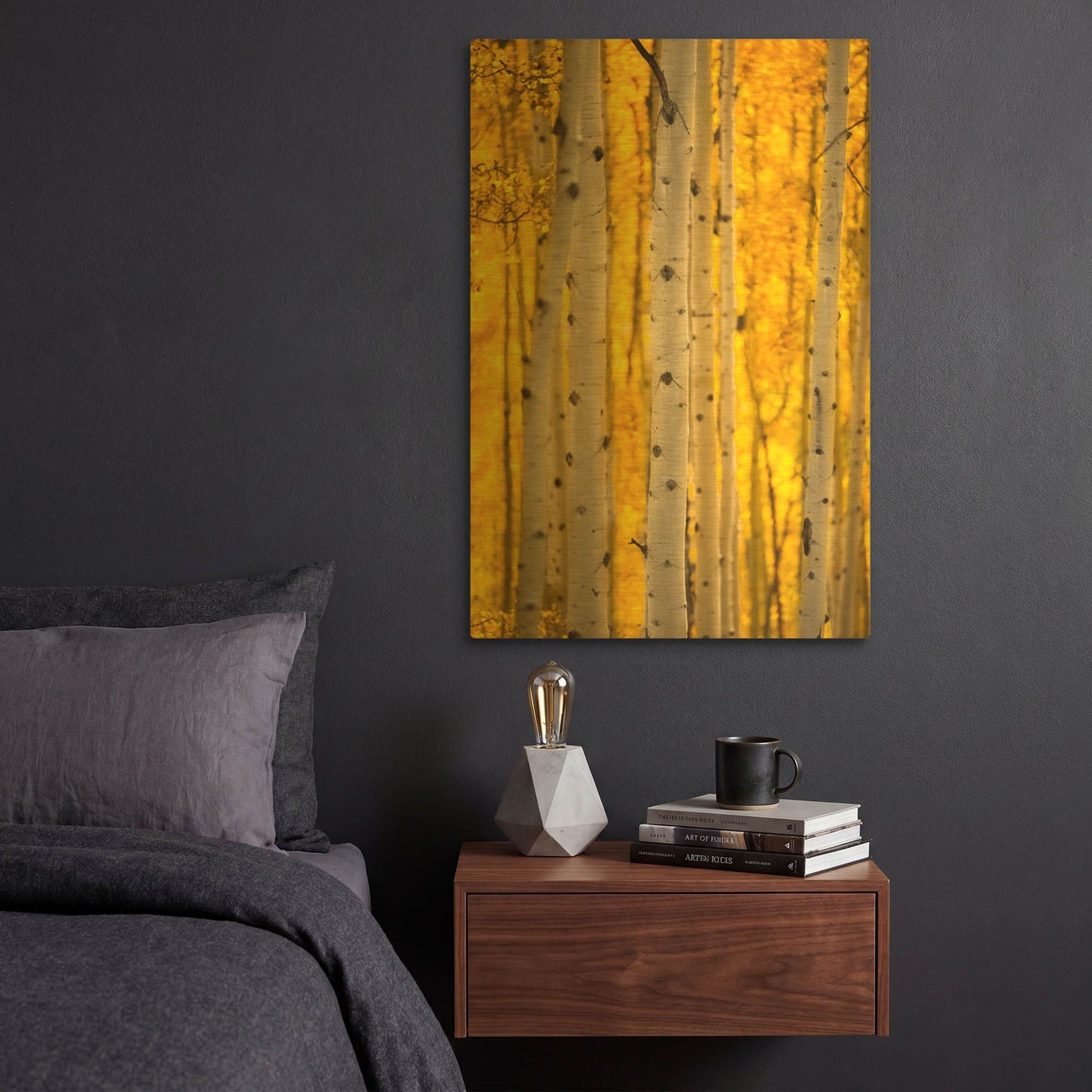 'Aspen Trees' By Jonathan Ross Gold Metal Wall Art