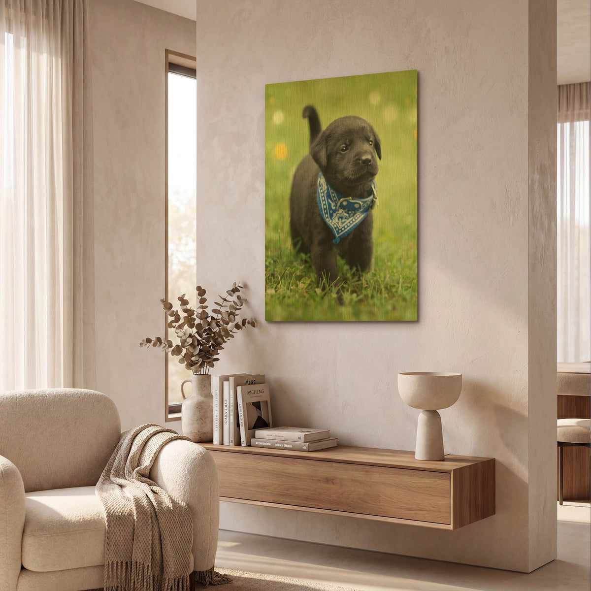 'Black Lab Pup 1' By Jonathan Ross Gold Metal Wall Art