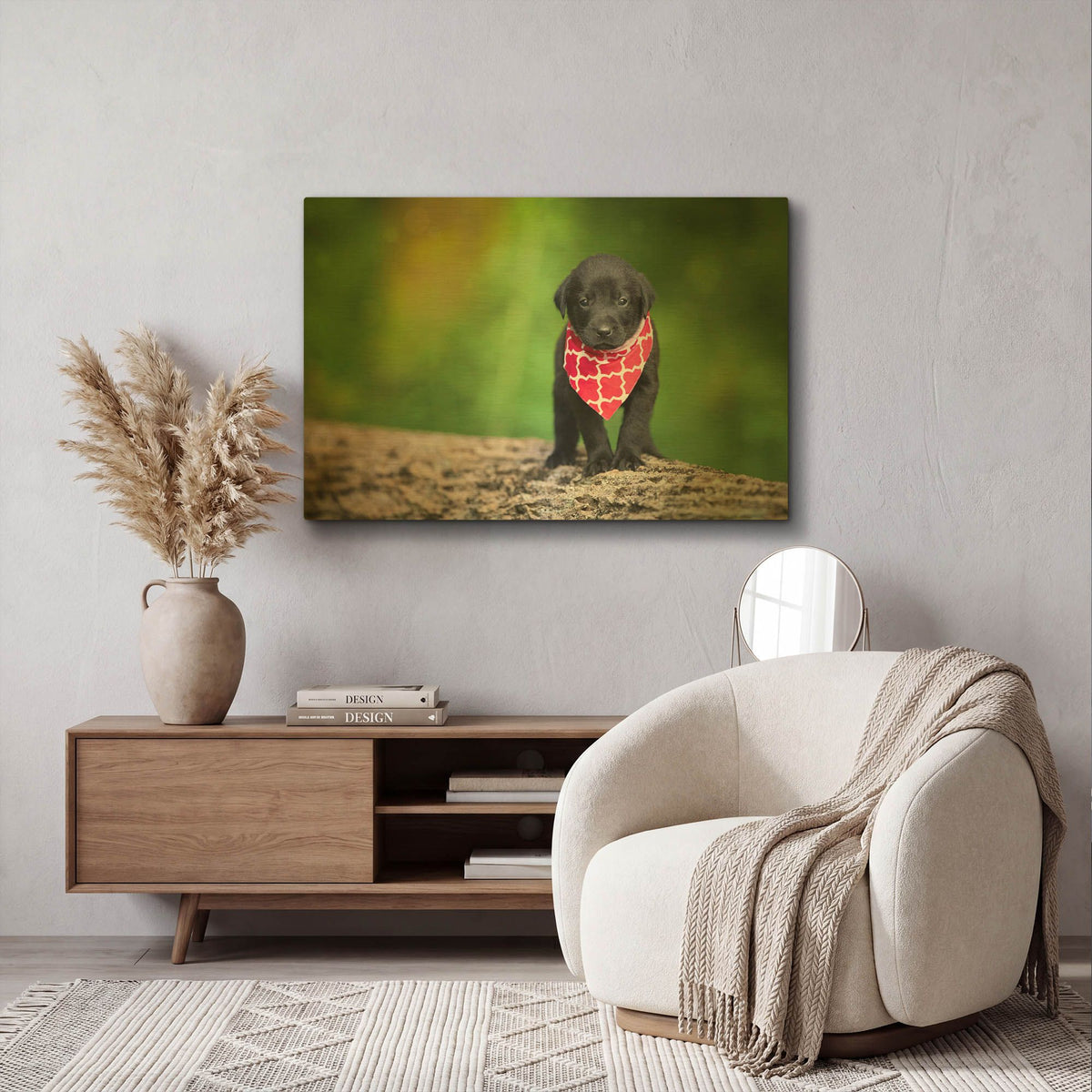 'Black Lab Pup 4' By Jonathan Ross Gold Metal Wall Art