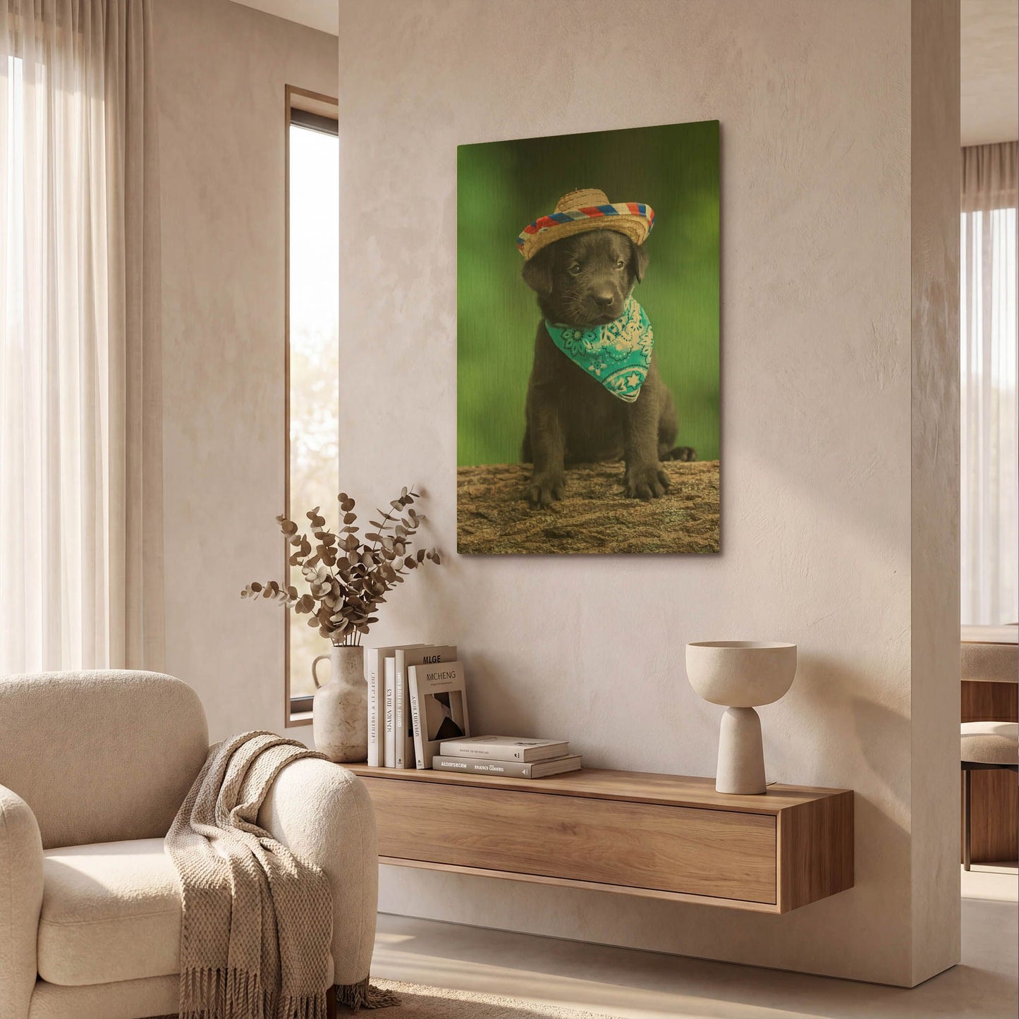 'Black Lab Pup 6' By Jonathan Ross Gold Metal Wall Art