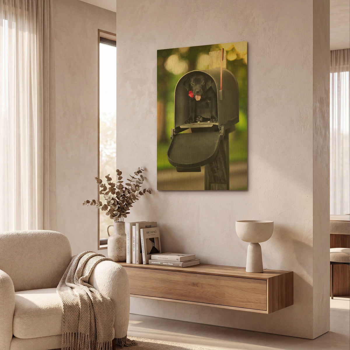 'Black Lab Special Delivery' By Jonathan Ross Gold Metal Wall Art