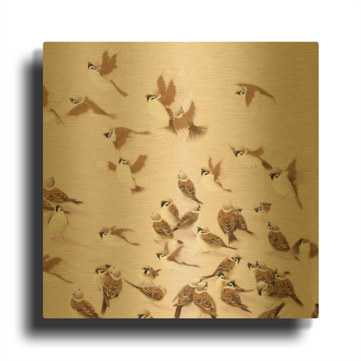 'Sparrow' By Zigen Tanabe Gold Metal Wall Art