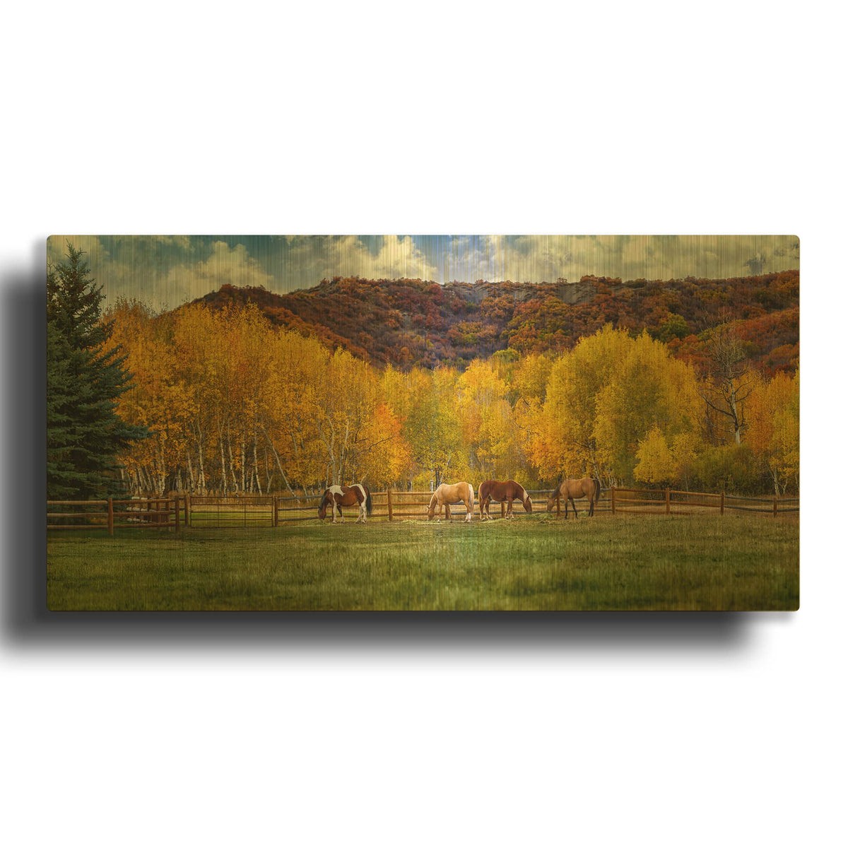 'Colorado Farm' By Jonathan Ross Gold Metal Wall Art