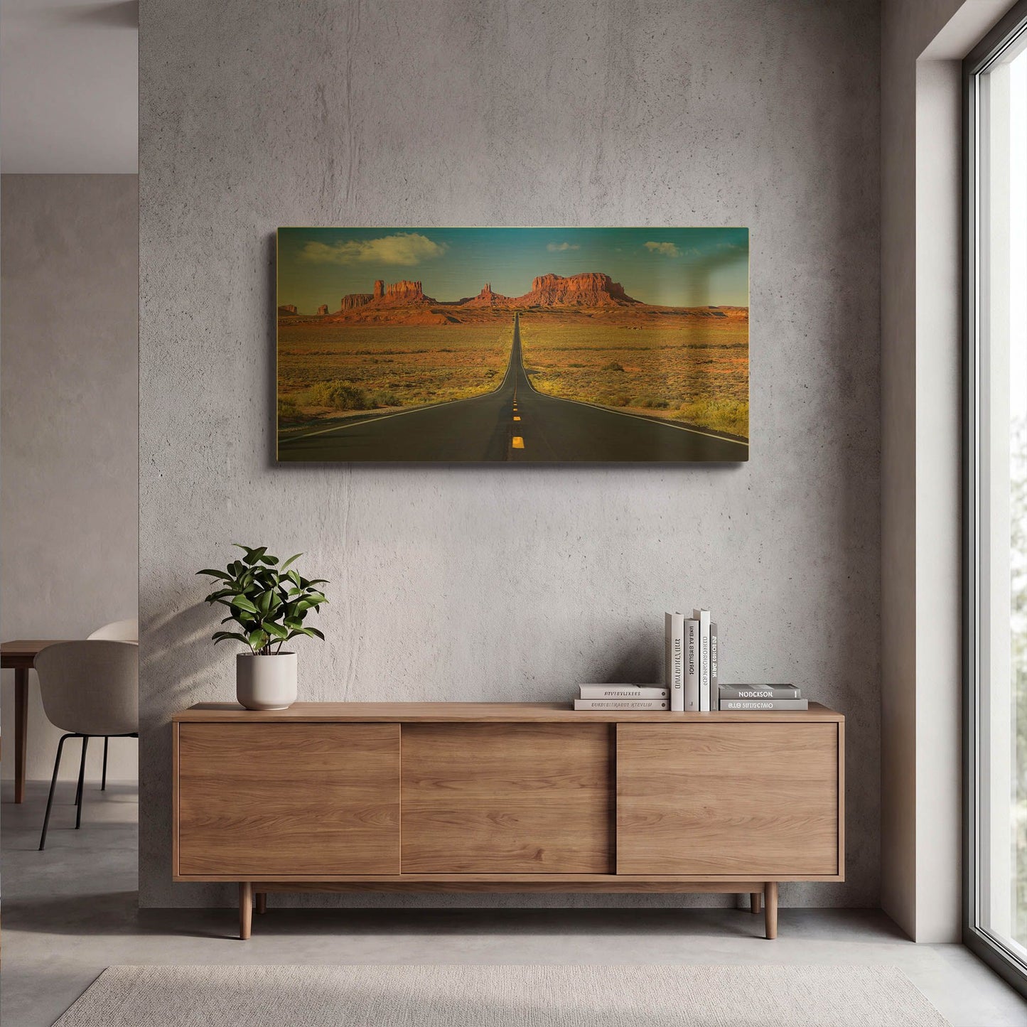 'Monument Valley Road' By Jonathan Ross Gold Metal Wall Art