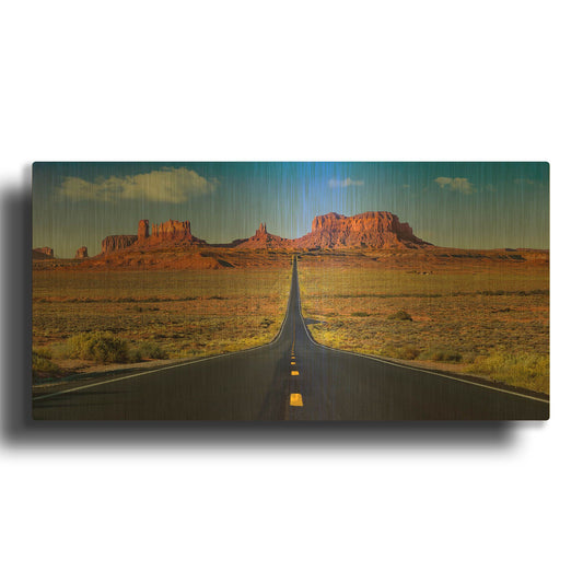 'Monument Valley Road' By Jonathan Ross Gold Metal Wall Art
